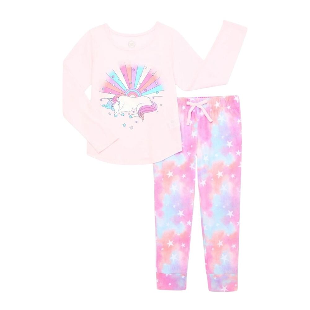 Girls XS Long Sleeve Top & Jogger Pants, 2pc Unicorn Pajama Sleep Set NEW